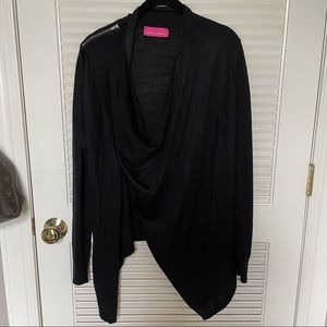 Pookie & Sebastian black drapey sweater with zipper on shoulder